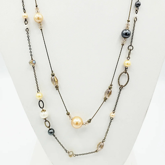 Dainty Necklace | Long Double Strand Beaded - Picture 4 of 10